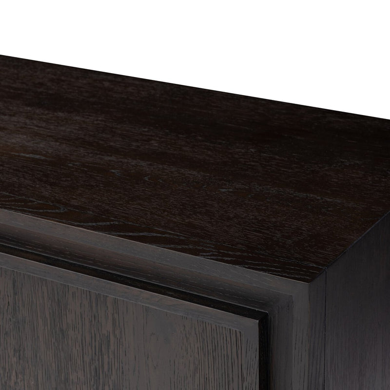 Chalmers Media Console - Smoked Black Resawn Oak