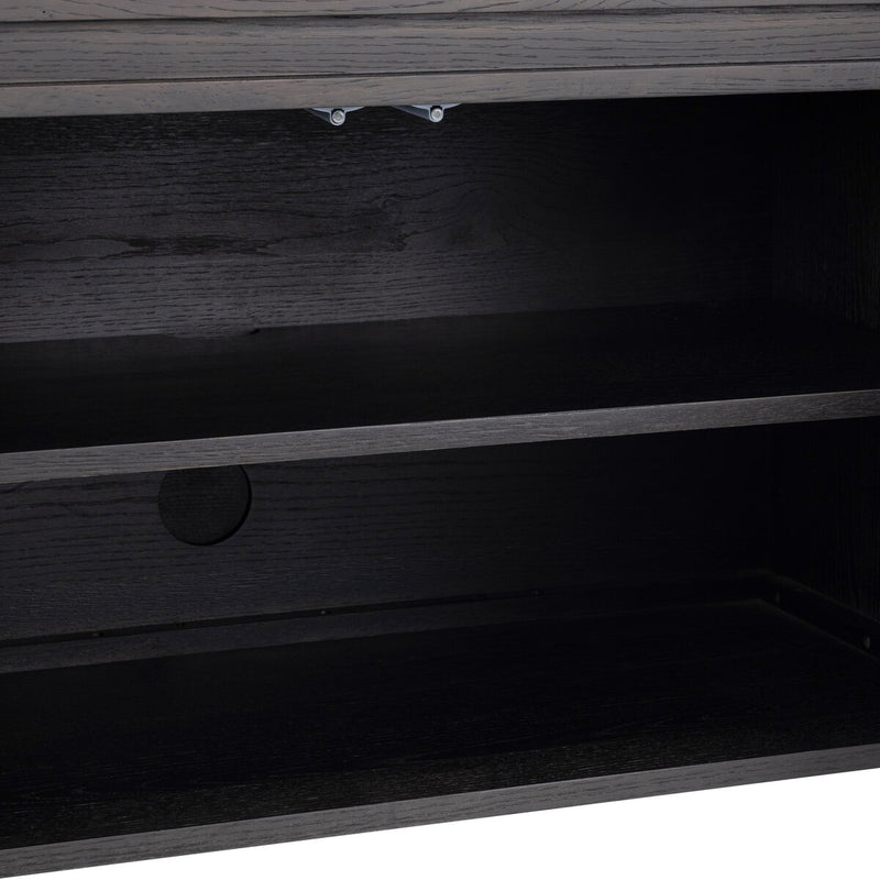 Chalmers Media Console - Smoked Black Resawn Oak