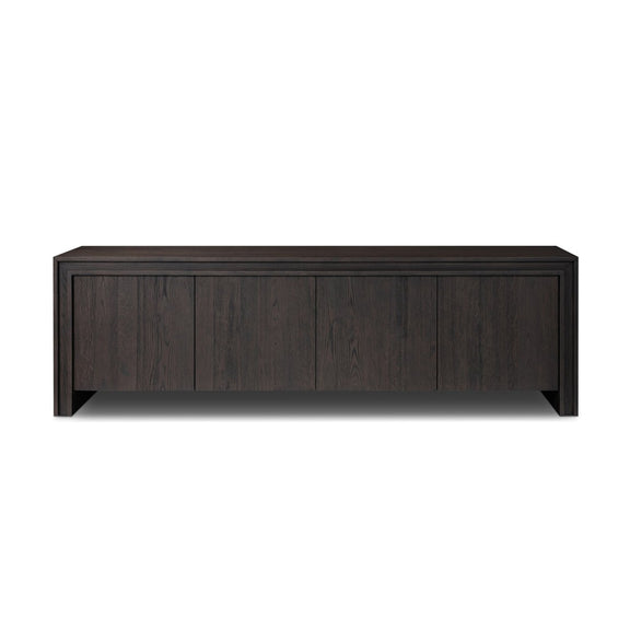Chalmers Media Console - Smoked Black Resawn Oak