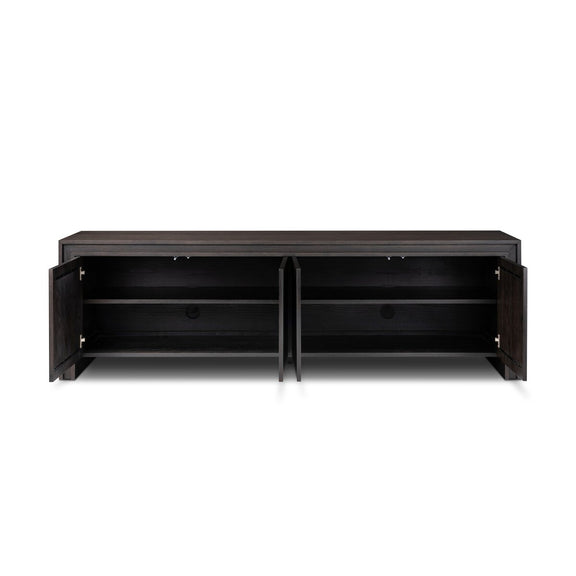 Chalmers Media Console - Smoked Black Resawn Oak