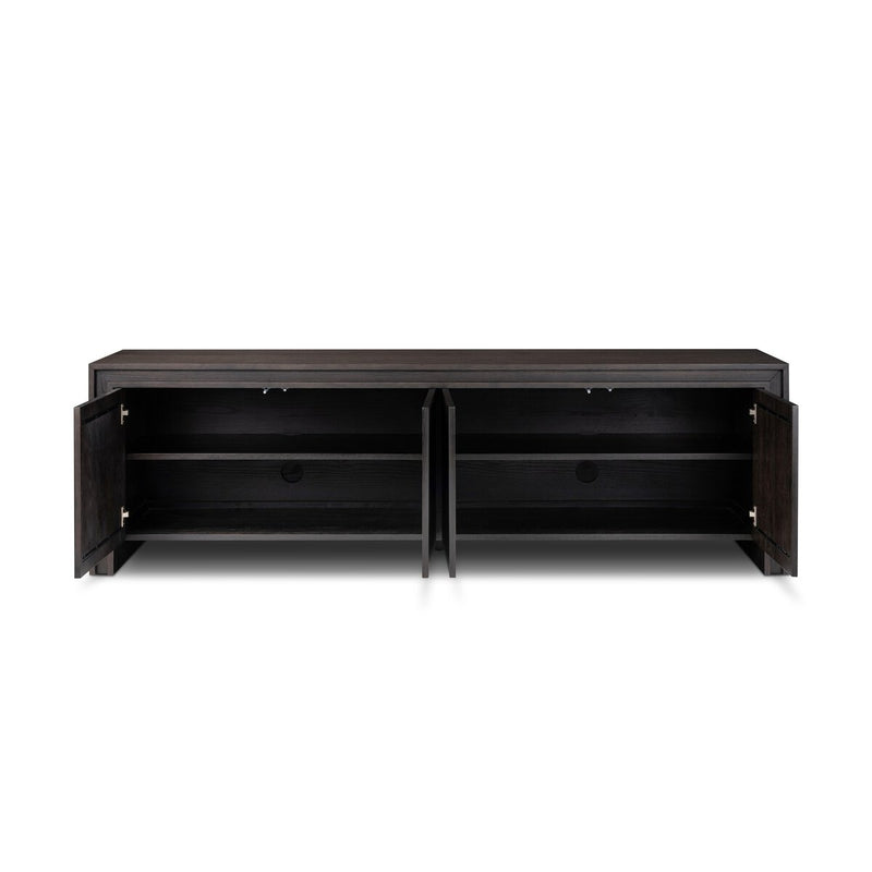Chalmers Media Console - Smoked Black Resawn Oak