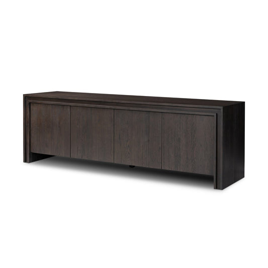 Chalmers Media Console - Smoked Black Resawn Oak