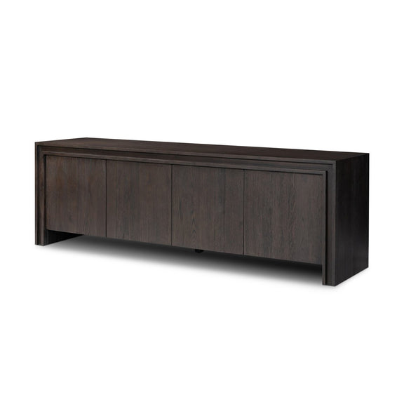 Chalmers Media Console - Smoked Black Resawn Oak