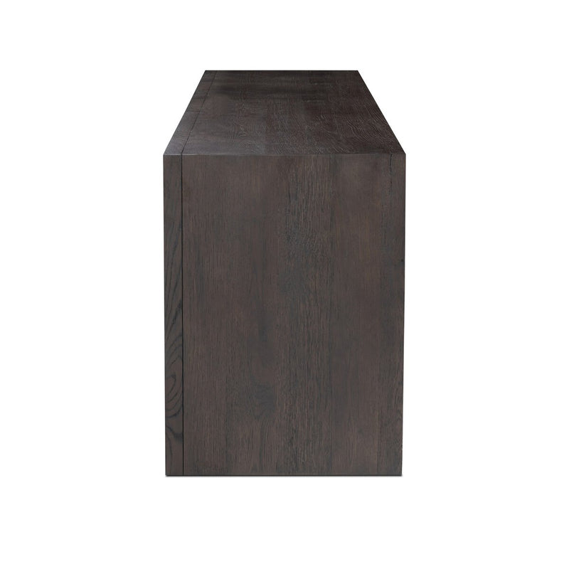 Chalmers Media Console - Smoked Black Resawn Oak