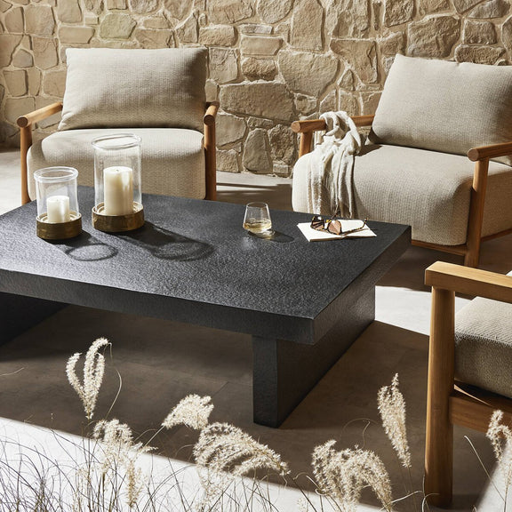 Huesca Outdoor Coffee Table - Distressed Graphite Concrete