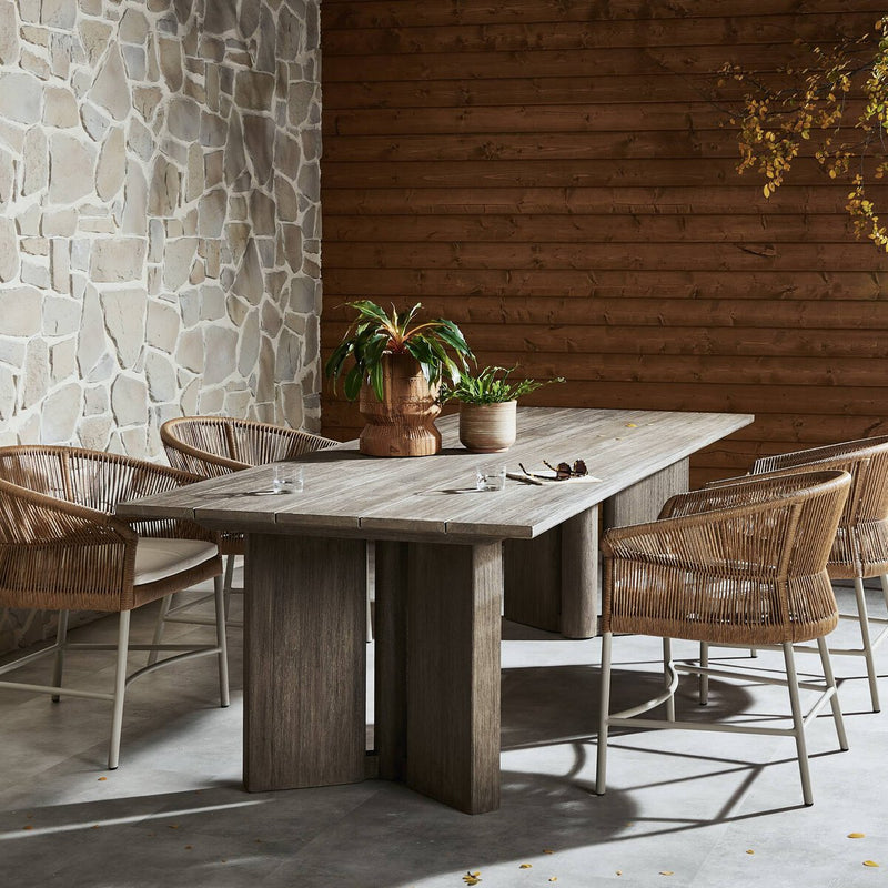 Huxley Outdoor Dining Table 110" - Stained Aged Grey-fsc