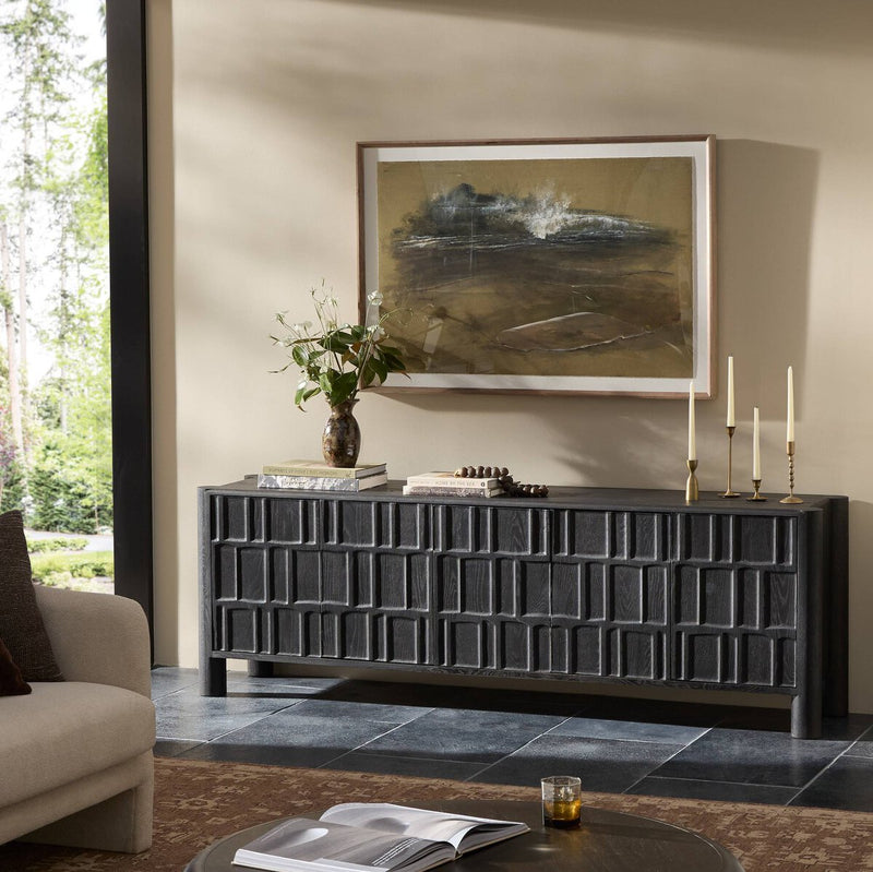 Ezri Media Console - Black Oak