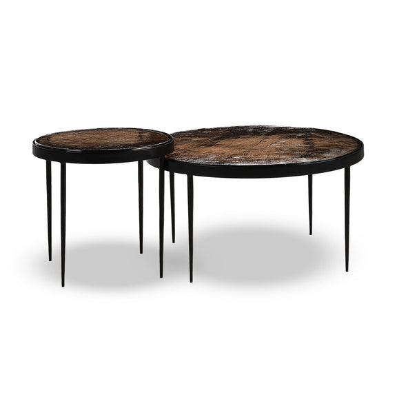 Yoko Nesting Tables - Set Of 2 - Smoked Brown Cast Glass