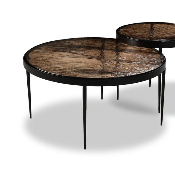 Yoko Nesting Tables - Set Of 2 - Smoked Brown Cast Glass