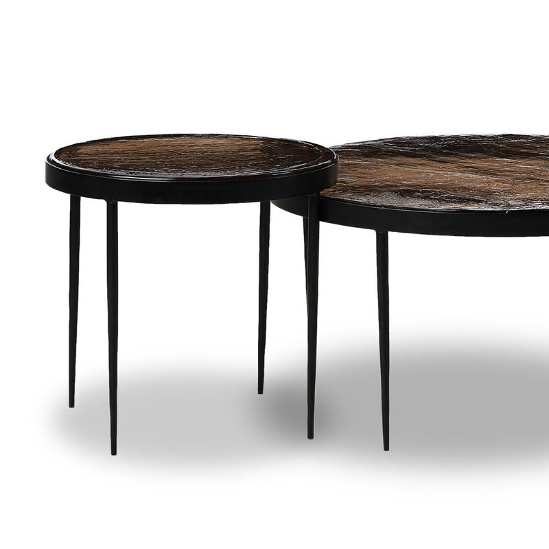 Yoko Nesting Tables - Set Of 2 - Smoked Brown Cast Glass