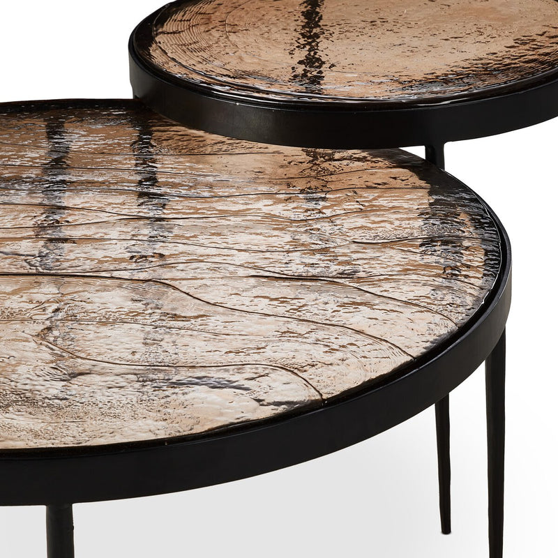 Yoko Nesting Tables - Set Of 2 - Smoked Brown Cast Glass