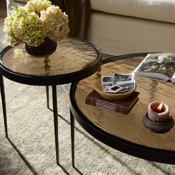 Yoko Nesting Tables - Set Of 2 - Smoked Brown Cast Glass