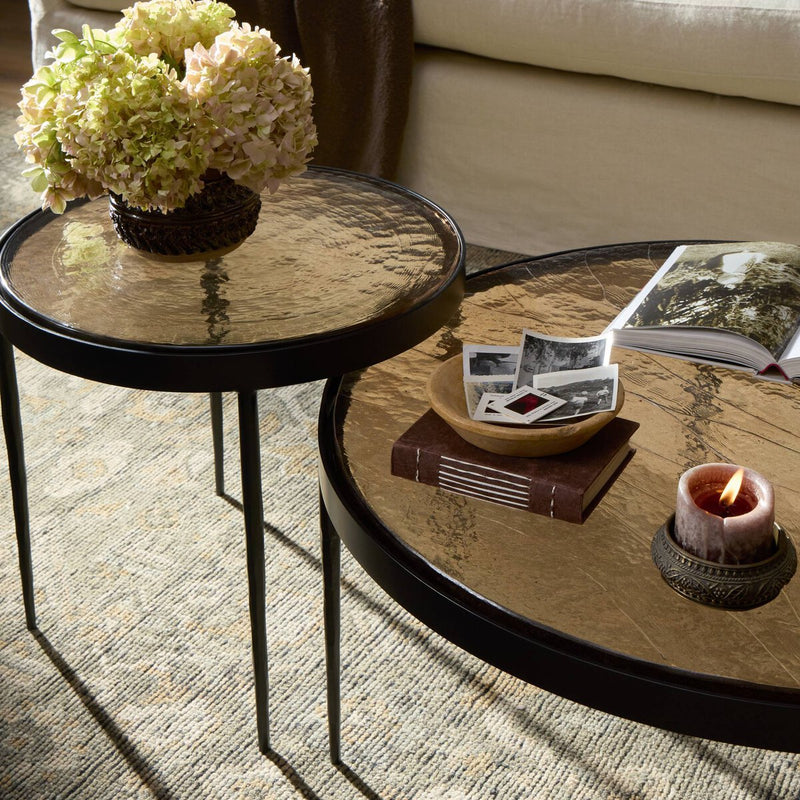 Yoko Nesting Tables - Set Of 2 - Smoked Brown Cast Glass