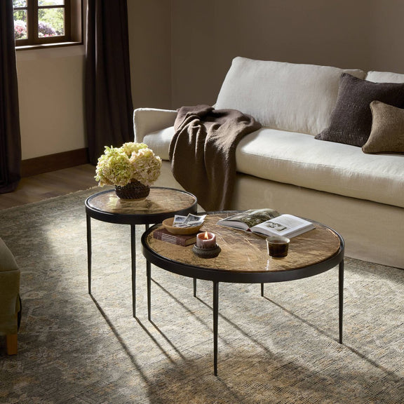 Yoko Nesting Tables - Set Of 2 - Smoked Brown Cast Glass