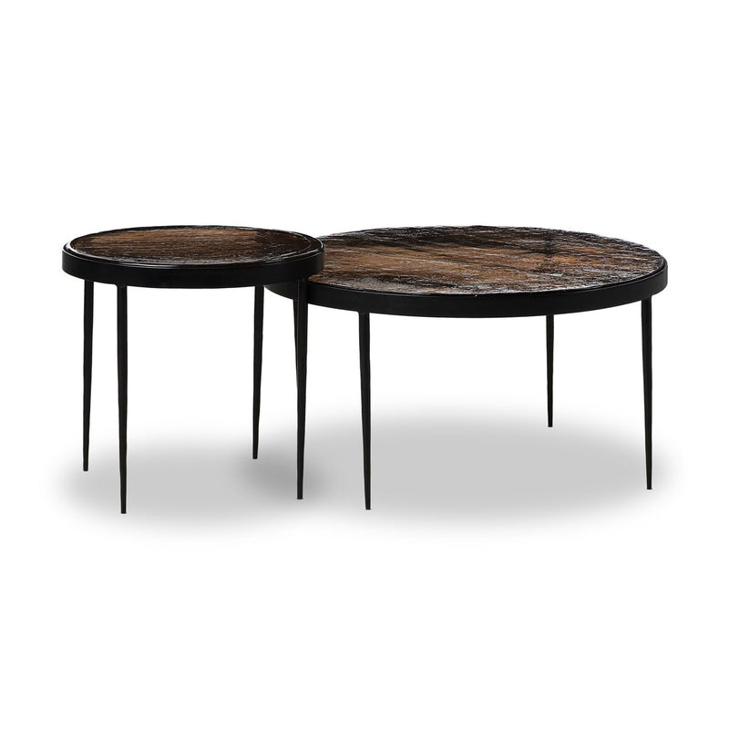 Yoko Nesting Tables - Set Of 2 - Smoked Brown Cast Glass