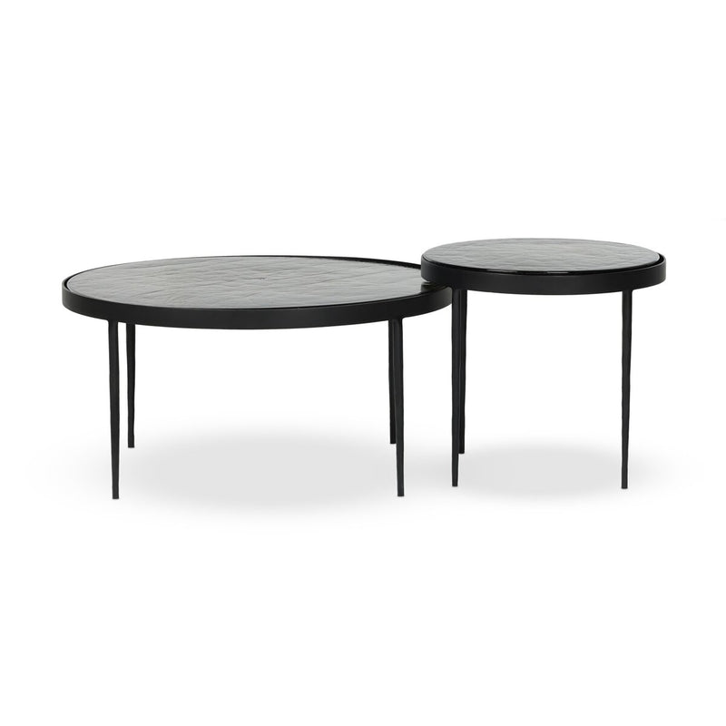 Yoko Nesting Tables - Set Of 2 - Moss Cast Glass