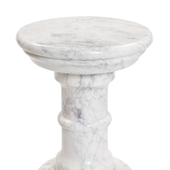 Cyprus End Table - Veined White Marble Solid