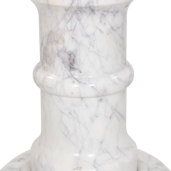 Cyprus End Table - Veined White Marble Solid