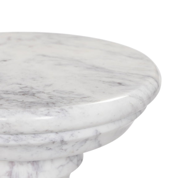 Cyprus End Table - Veined White Marble Solid