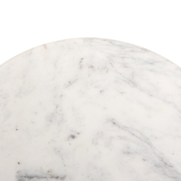 Cyprus End Table - Veined White Marble Solid