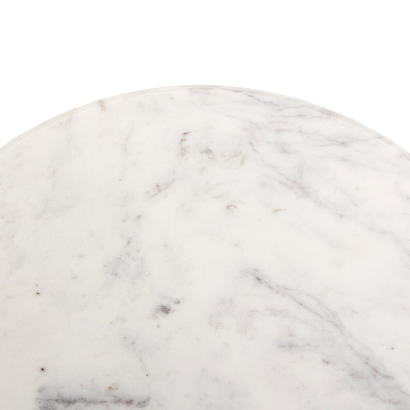 Cyprus End Table - Veined White Marble Solid