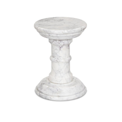 Cyprus End Table - Veined White Marble Solid