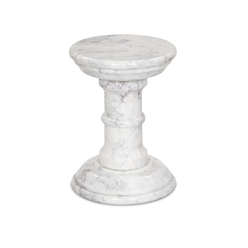Cyprus End Table - Veined White Marble Solid