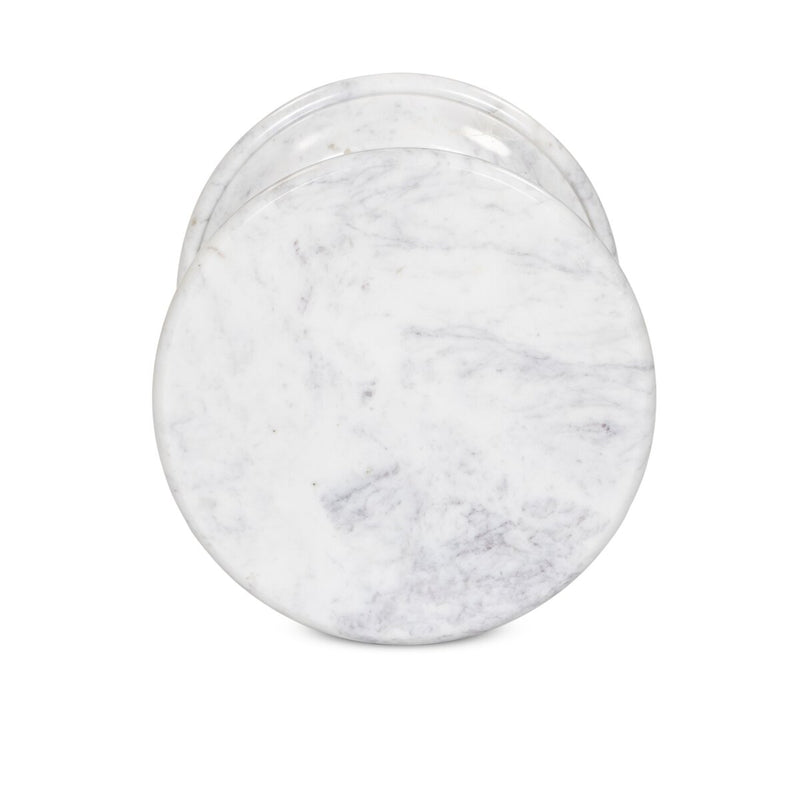 Cyprus End Table - Veined White Marble Solid