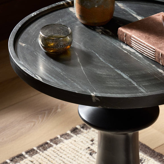 Skylar End Table - Black Marble
