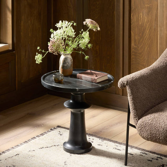 Skylar End Table - Black Marble