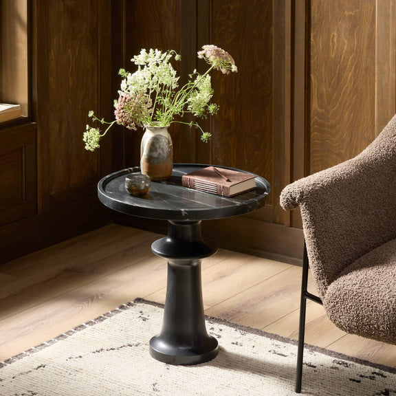 Skylar End Table - Black Marble