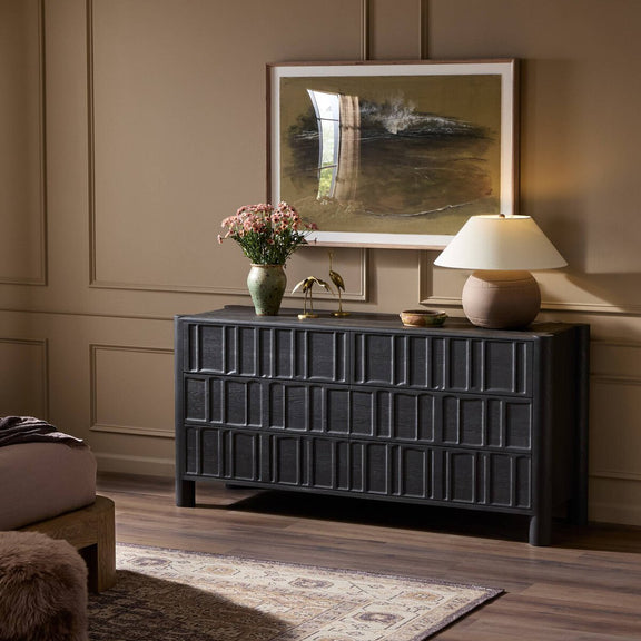 Ezri 6 Drawer Dresser - Black Oak