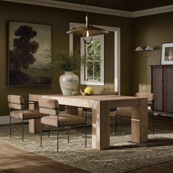 Abaso Dining Table - Whitewash Rustic Wormwood Oak