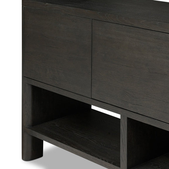 Noeline Wide Bookcase - Smoked Black Oak