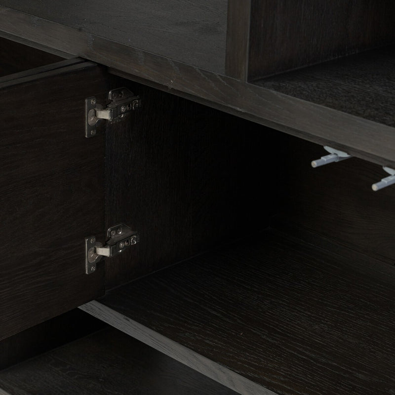 Noeline Wide Bookcase - Smoked Black Oak