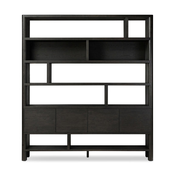 Noeline Wide Bookcase - Smoked Black Oak
