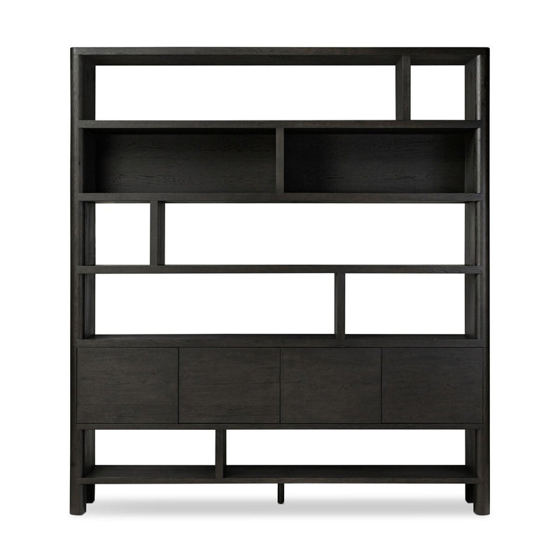 Noeline Wide Bookcase - Smoked Black Oak