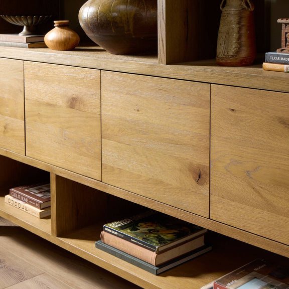 Noeline Wide Bookcase - Worn Oak