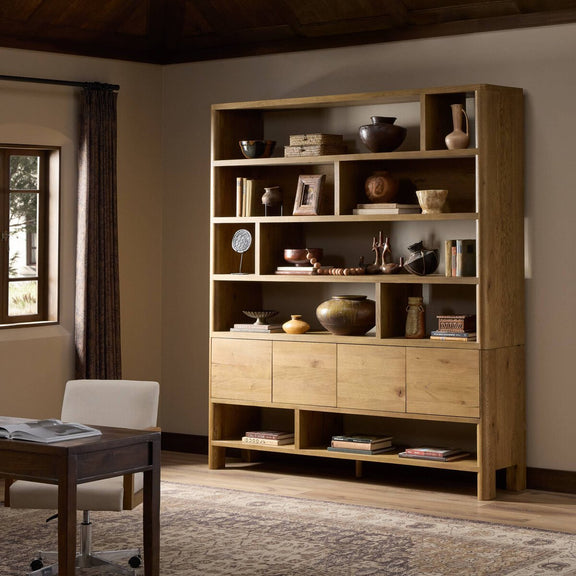 Noeline Wide Bookcase - Worn Oak