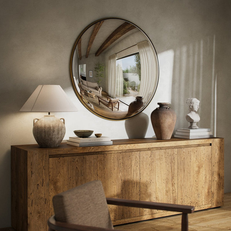 Convex Wall Mirror - Vintage Brass