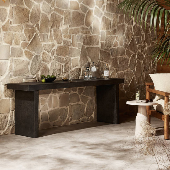 Huesca Outdoor Console Table - Distressed Graphite Concrete