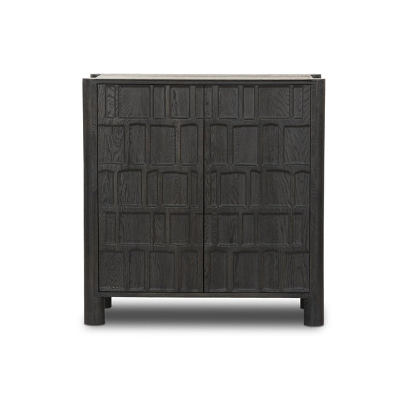 Ezri Bar Cabinet - Black Oak