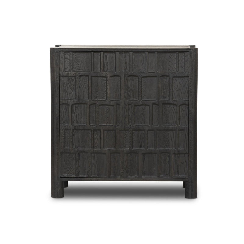 Ezri Bar Cabinet - Black Oak