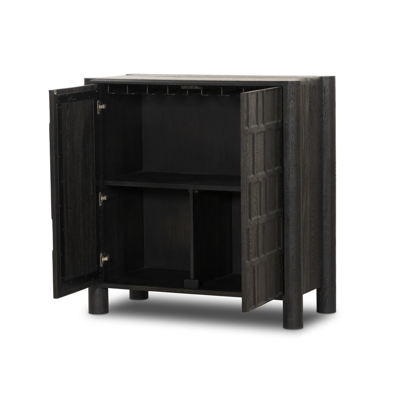Ezri Bar Cabinet - Black Oak