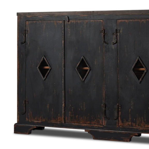 The Humptulips River Moonshine Cabinet - Distressed Burnt Black