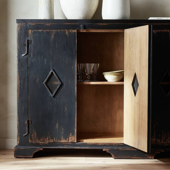 The Humptulips River Moonshine Cabinet - Distressed Burnt Black