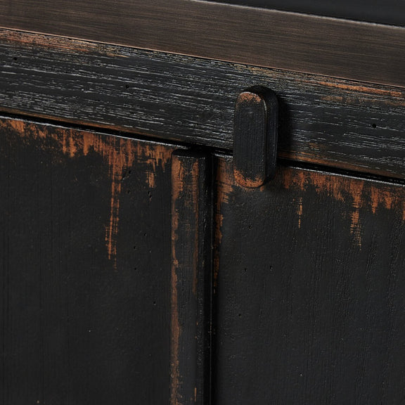 The Humptulips River Moonshine Cabinet - Distressed Burnt Black