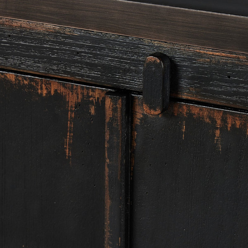 The Humptulips River Moonshine Cabinet - Distressed Burnt Black