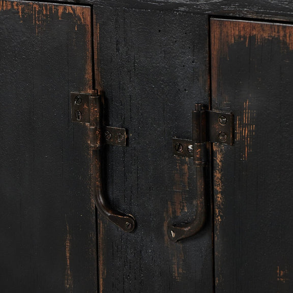 The Humptulips River Moonshine Cabinet - Distressed Burnt Black