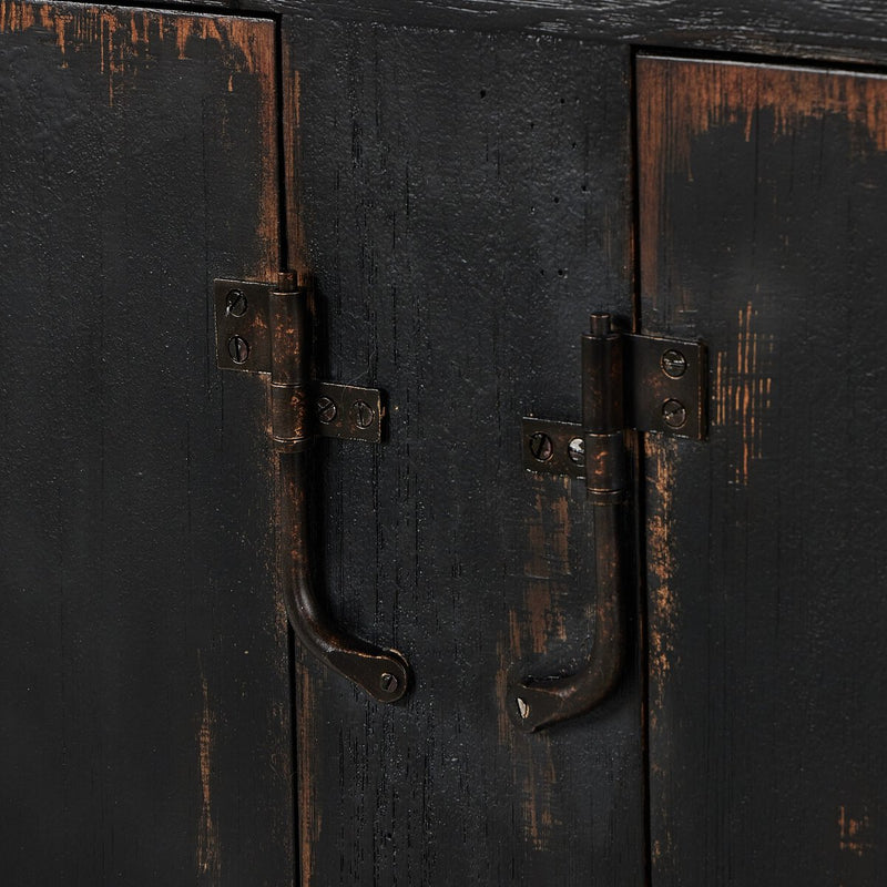 The Humptulips River Moonshine Cabinet - Distressed Burnt Black
